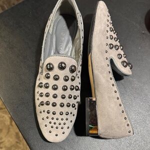 Wild Pair Taupe Studded Women's Loafers